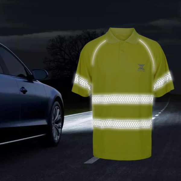LX Wholesale Hi Visibility Reflective Short Sleeve Work Safety Shirt Polo With Reflective Tape