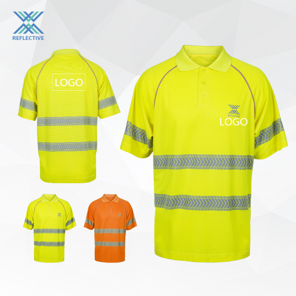 LX Wholesale Hi Visibility Reflective Short Sleeve Work Safety Shirt Polo With Reflective Tape