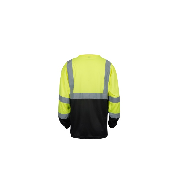 LXS-013 Hi Vis Class 3 T Shirt Reflective Safety Lime Orange Short Long Sleeve HIGH Visibility, Black Bottom