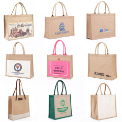 Natürliche Laminierungs-Leinen-kundenspezifische Logo-Farbe Umweltfreundliche Einkaufstaschen Wiederverwendbare Jute-Einkaufstasche