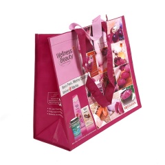 Promotional size custom long handle reusable shopping wholesaler china rpet bag