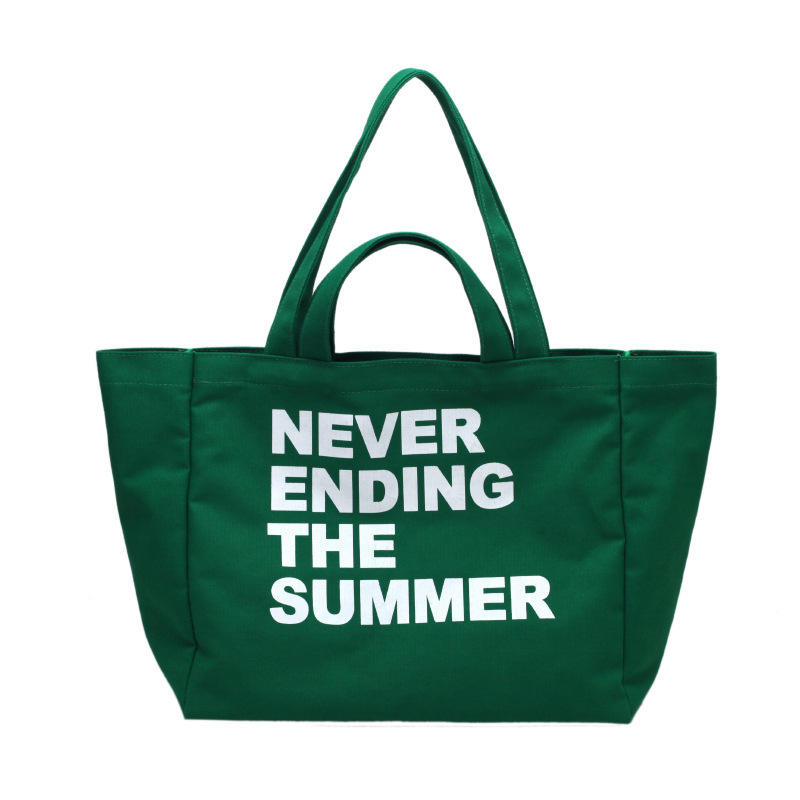 Recyclable Custom Logo Oversized Tote Bag Plain Long Handle Printed Cotton Canvas Tote Bag For Girls
