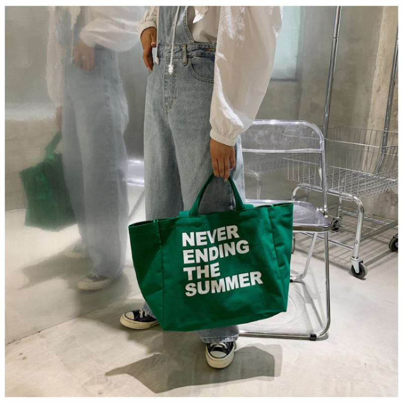 Recyclable Custom Logo Oversized Tote Bag Plain Long Handle Printed Cotton Canvas Tote Bag For Girls