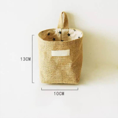 Petit sac de rangement à rayures et à pois sac suspendu panier de rangement sac en tissu de jute pot de fleur sac cosmétique