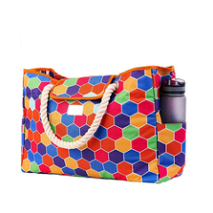 Venta al por mayor de gran capacidad personalizada moda impermeable bolso de compras lienzo bolsa de playa