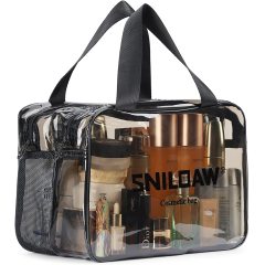 Custom Printed Transparent Makeup PVC Bag Color Half White Clear Travel Pouch Make Up OEM Waterproof cosmetic Bag