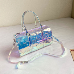 Bolso de mano holográfico láser transparente de PVC para mujer, bolso de hombro de verano, bolso de compras de gelatina, 2022