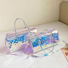 Bolso de mano holográfico láser transparente de PVC para mujer, bolso de hombro de verano, bolso de compras de gelatina, 2022