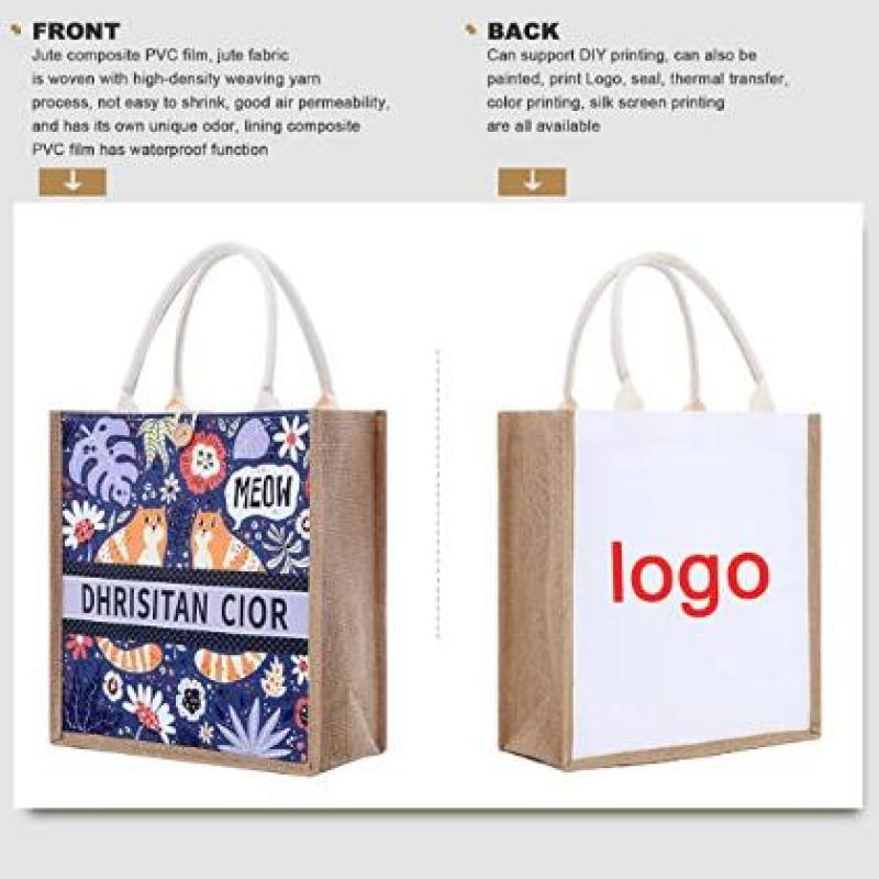Wholesale Colorful Promotional Luxury Grocery Hessian Carry Jute Tote Shopping Bag