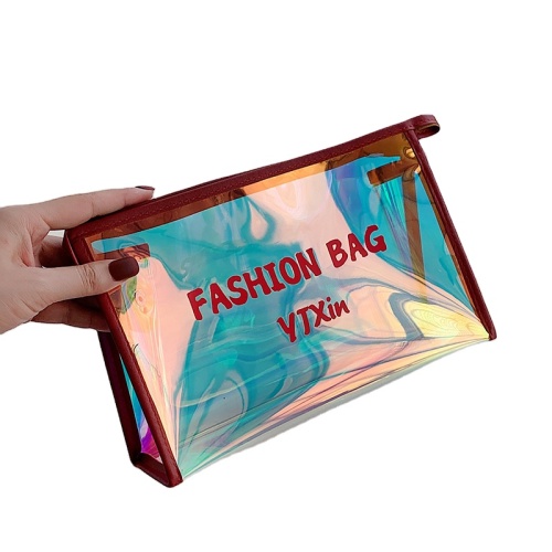 Hot Selling Holographic Clear PVC cosmetic bag Fashion Travel Colorful Dazzle makeup zipper bags