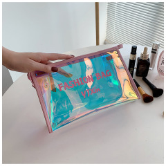 Vente chaude Holographique Clair PVC sac cosmétique Mode Voyage Coloré Dazzle maquillage sacs à glissière