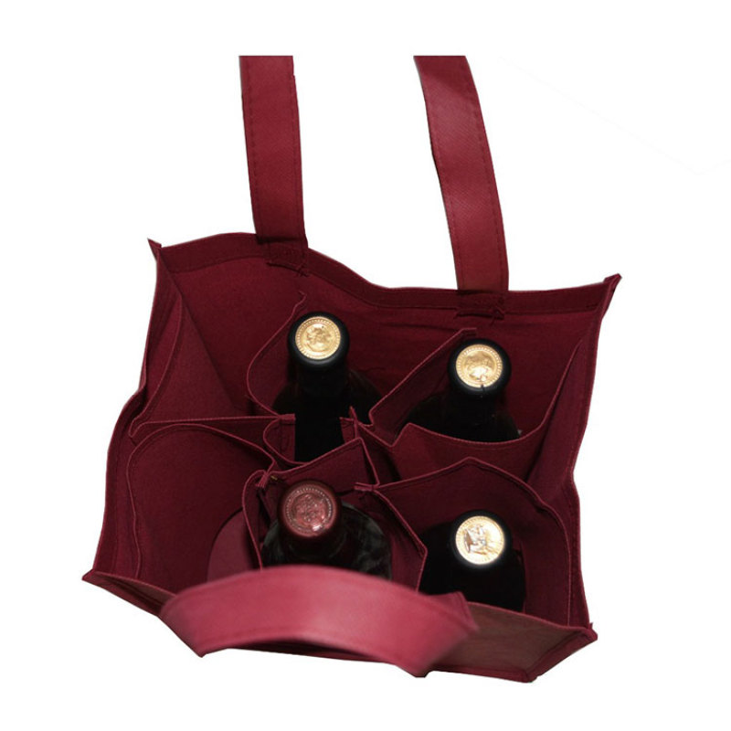 Beer Bottle Wine Bag Custom Logo Large Food Delivery Non-Woven Wine Bags