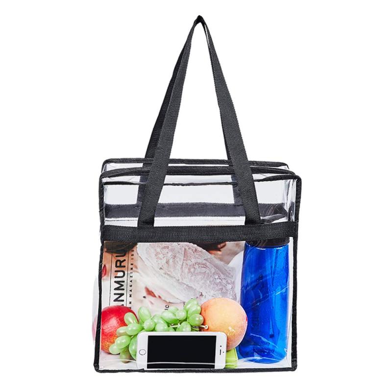 Customized Clear PVC Zipper Closure Crossbody Messenger Shoulder Tote Bag with Adjustable Strap