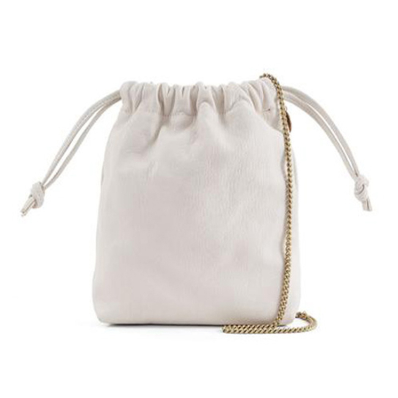 Plain White Cotton Drawstring Fabric Bag Custom Logo Canvas Drawstring bag