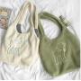 Frauen Lamm Umhängetasche Einfache Leinwand Handtasche Tote Große Kapazität Stickerei Einkaufstasche Niedliche Buchtaschen Für Mädchen