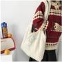 Frauen Lamm Umhängetasche Einfache Leinwand Handtasche Tote Große Kapazität Stickerei Einkaufstasche Niedliche Buchtaschen Für Mädchen