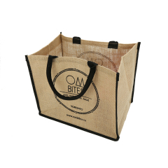Bolsas de la compra reutilizables personalizadas, bolsas de la compra de yute con logotipos, bolsa de asas de yute personalizada