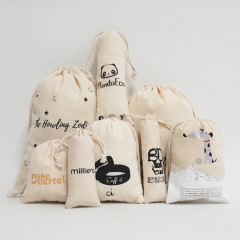 Commerce de gros de mousseline colorée personnalisée petit sac à cordon en toile de coton personnalisé