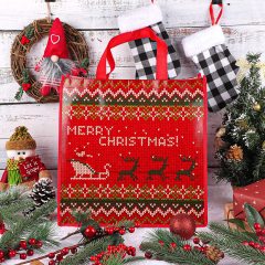Bolso de compras no tejido reutilizable promocional del totalizador de la tienda de comestibles de los regalos de Navidad de la impresión del logotipo de encargo