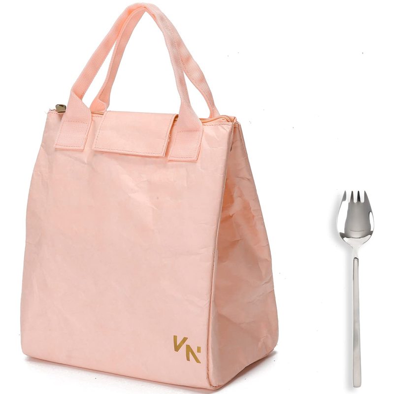 Lightweight strong lunch bag tyvek paper handle custom color brown lunch insulated cooler bag