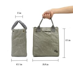 Bolsa de almuerzo fuerte y liviana, manija de papel tyvek, color personalizado, bolsa de almuerzo con aislamiento marrón
