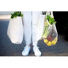 BSCI Supplier LOGO Printing Eco Friendly Washable Foldable Fruit Reusable Cotton Mesh Grocery Net Bag for Vegetables