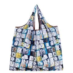 Bolsas de comestibles reutilizables plegables en caliente Bolsas de tela para comestibles Bolsas lavables Poliéster plegable en una bolsa adjunta Colorido
