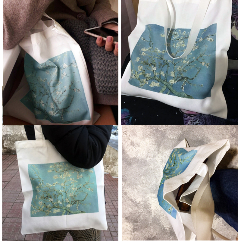 Van Gogh Shopping Bag Graphic Canvas Tote Bags Female Funny Eco Large-capacity Women Canvas Shoulder Bag