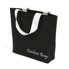Große Shopper-Einkaufstasche, schwarze Tragetaschen mit individuell bedrucktem Logo