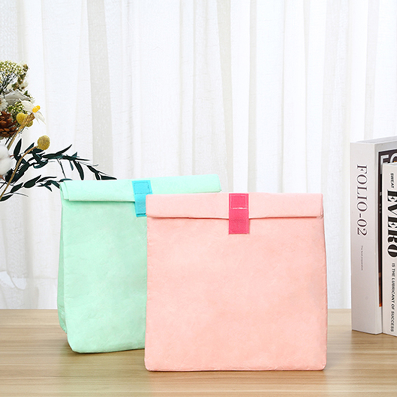Custom foldable top Eco reusable waterproof insulated cooler freezable brown paper tyvek lunch bag for women man