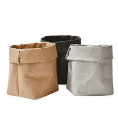 Bolsa de papel Kraft lavable Eco Friendly Stone Black Brown Storage Bag