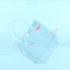 Imperméabilisez le sac bon marché adapté aux besoins du client de PVC de mode de sac fourre-tout d'achats de style de logo transparent