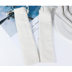 Bolsa de cordón personalizada con tamaño y logotipo personalizados, bolsa de vajilla de algodón natural reutilizable