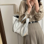 Fashion Letter Printed Vintage PU Leather Tote Crossbody Bag Retro Simple Shoulder Bags for Women and Student