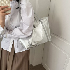 Sac fourre-tout à bandoulière en cuir PU vintage imprimé lettre tendance, sacs à bandoulière rétro simples pour femmes et étudiantes
