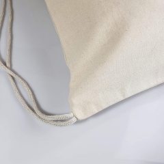 Sac à dos en coton à cordon en gros, sac à cordon en toile de coton avec impression de logo