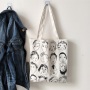 Custom Printed Logo Reusable Long Shoulder Belt Canvas Cotton Shopping Tote Bag