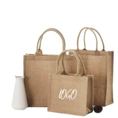 Горячая продажа Экологичная джутовая сумка для покупок OEM Индивидуальный логотип Водонепроницаемая ламинированная льняная сумка