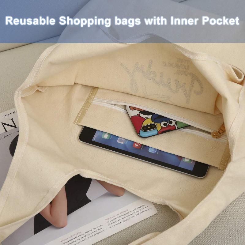 Heavy Duty Expandable Folding Tote Bag Reusable cotton Foldable Grocery Shopping Bag