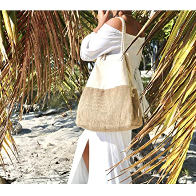 Wholesale Hot Selling Popular Customized Logo Summer Colour Beach Woven Tote Bag Handmade Bag for Women
