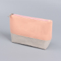Customized Stitching Color Makeup Pink Custom Cosmetic Bag Canvas Cosmetic Makeup Pouch Bag With Zipper