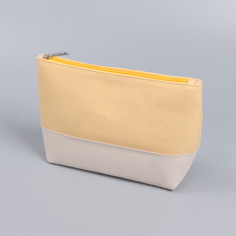 Customized Stitching Color Makeup Pink Custom Cosmetic Bag Canvas Cosmetic Makeup Pouch Bag With Zipper