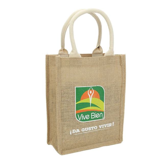 Nuevo diseño de producto, bolsa de embalaje de gran capacidad de color puro con asa redonda personalizada, bolsa de yute ecológica