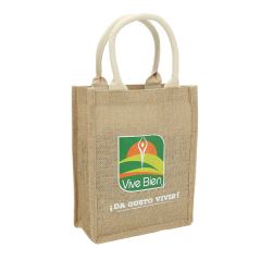 Nouveau produit design personnalisé poignée ronde couleur pure grande capacité sac d'emballage sac de jute écologique