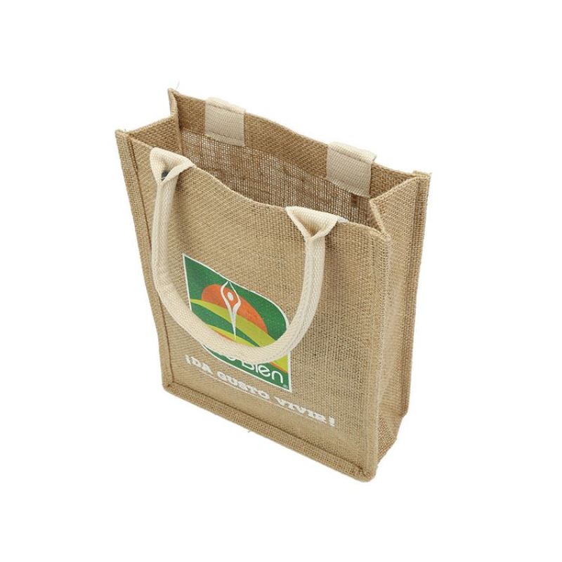 New product design customized round handle pure color great capacity packing bag eco-friendly jute bag