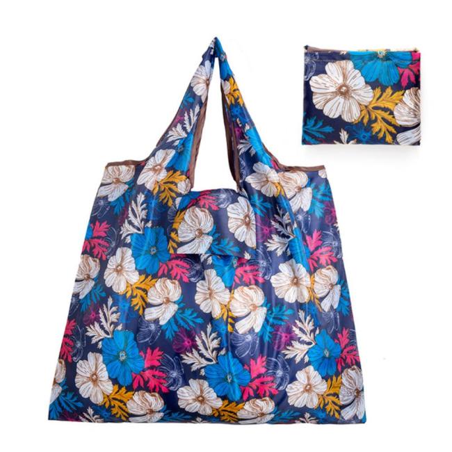 Bolsa de compras ecológica plegable para mujer nueva, bolsa de compras reutilizable, bolsa de viaje de compras para la playa con flores para frutas y verduras