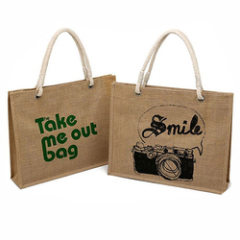 Привлекательная стильная натуральная мешковина, экологически чистая простая многоразовая сумка для покупок