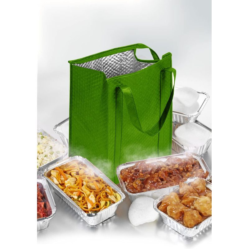 Non woven tote grocery shopping bag insulated thermal food delivery bag  zipper cooler bag