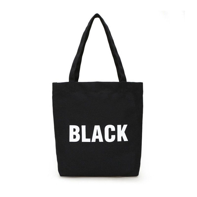 Gift Shop Giveaway Custom Recycle Eco Black Natural Cotton Canvas Tote Gift Shopping Bag