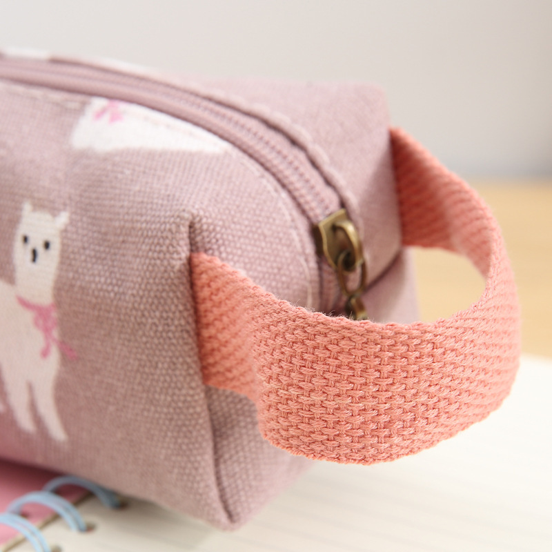 Customised stationary pouch pencil box case Small zipper Cotton Canvas Pencil Case